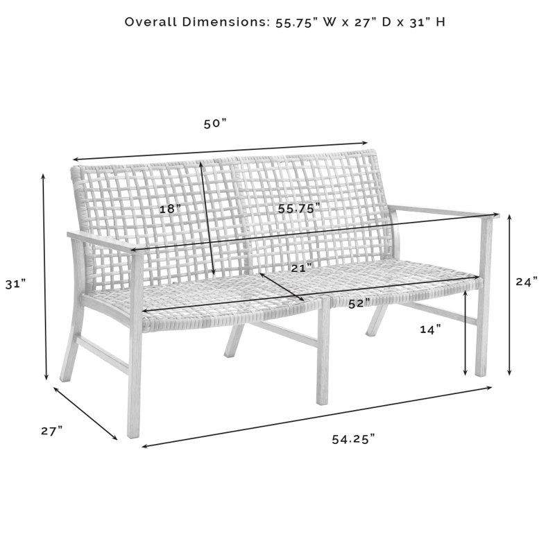 Birch Lane™ Dales 55.75'' Metal Outdoor Loveseat Wayfair